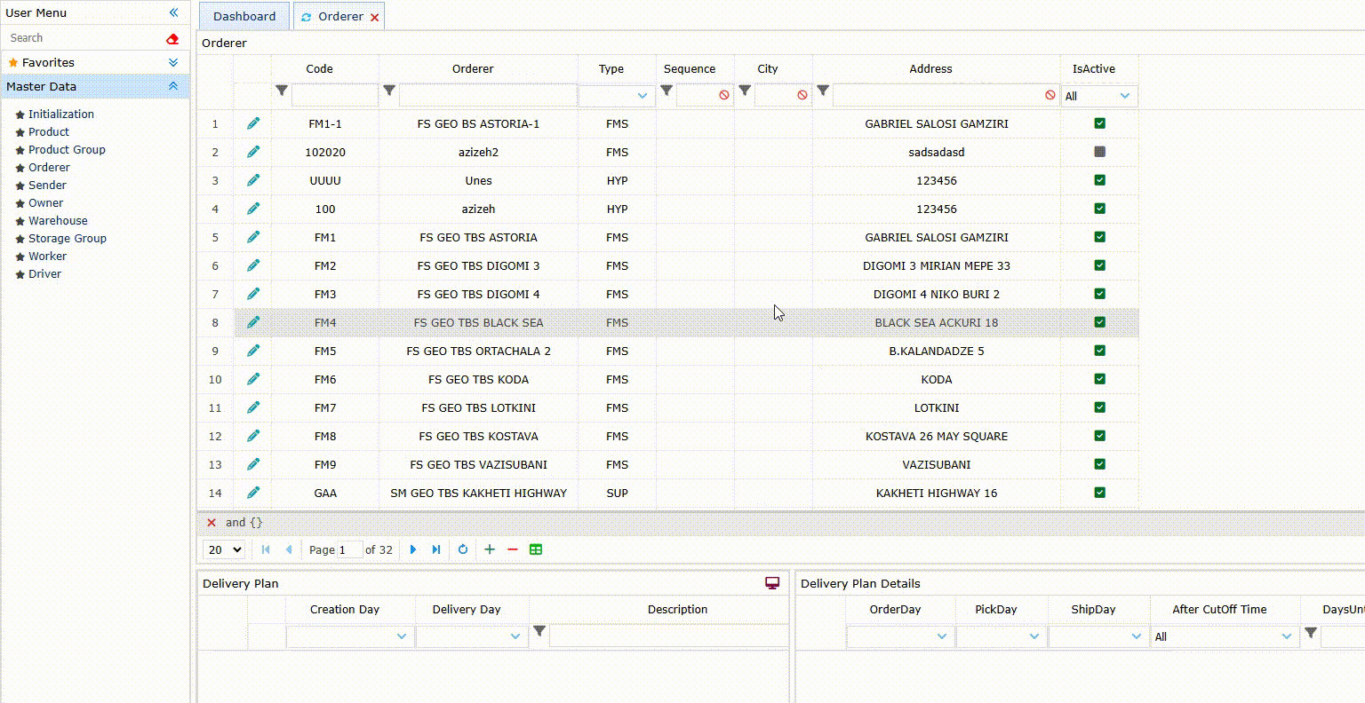 Orderer, linari, www.linari.app, wms, Warehouse, Orderer information, Orderer submenu, delete an Orderer