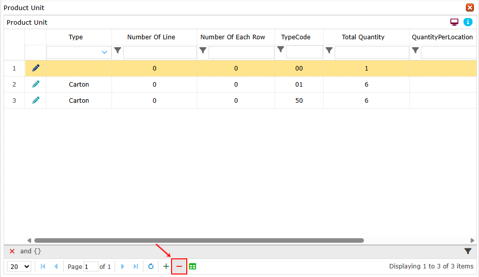 Delete Type Code Type Code, linari, www.linari.app, wms, Warehouse, Type Code, information, Type Code submenu, delete the required information