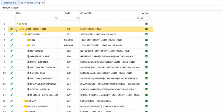 Product grouping, linari, www.linari.app, wms, Warehouse, Product grouping information, Product grouping submenu